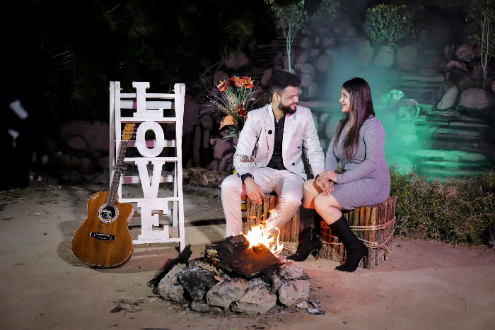 Sparklers after dark — pre-wedding photography by Studio City Photography, Delhi